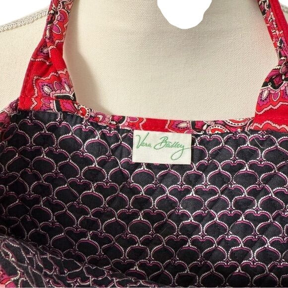 Vera Bradley Quilted Red Black & White Paisley Tote Bag EUC