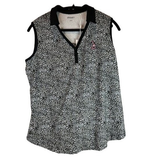 NWT Disney Minnie Mouse Golf Sleeveless Polo Ahead brand RARE Animal Print